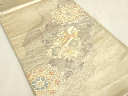 平和屋着物◎六通柄袋帯　鳳凰　正倉院花文　金糸　正絹　逸品　DABF8493we