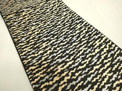 平和屋着物◎六通柄　京袋帯　霞文　黒地　金銀糸　正絹　逸品　DABF8502we
