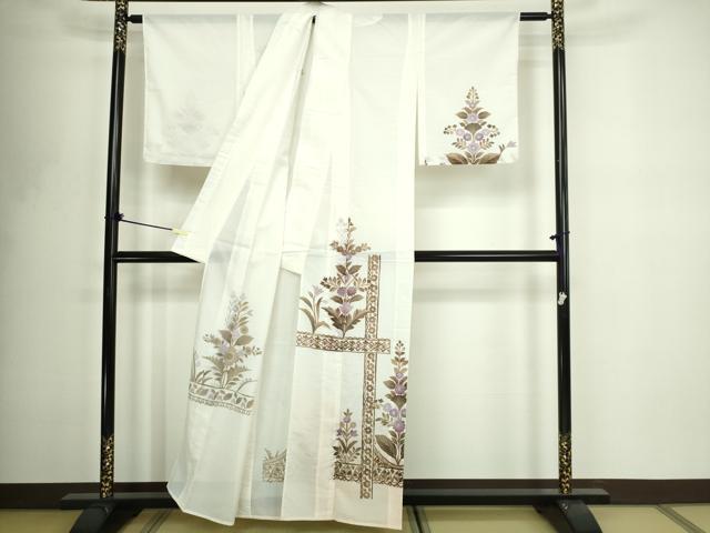 平和屋着物＊夏物　訪問着　洋花文　絽　洗える着物　DABF8627sf