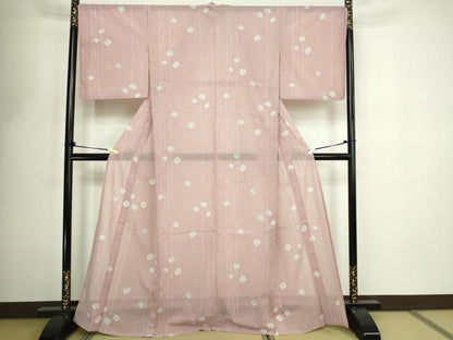 平和屋着物＊夏物　小紋　舞花文　紗　洗える着物　DABF8631sf
