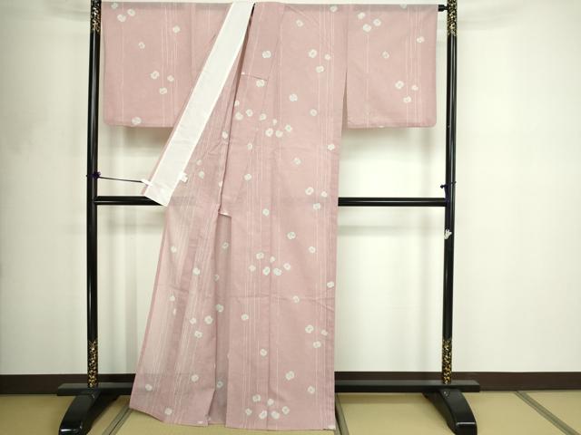 平和屋着物＊夏物　小紋　舞花文　紗　洗える着物　DABF8631sf
