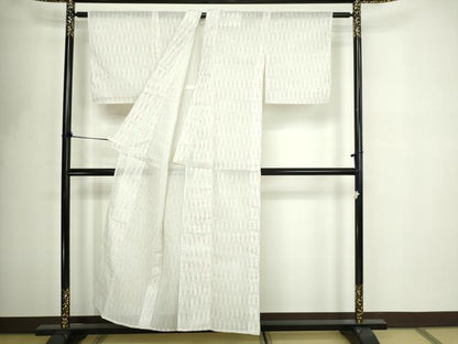 平和屋着物＊夏物　小紋　菱文　紗　洗える着物　DABF8634sf