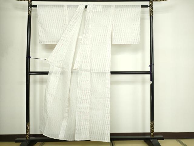 平和屋着物＊夏物　小紋　菱文　紗　洗える着物　DABF8634sf