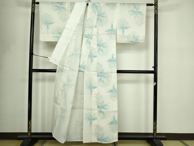 平和屋着物＊夏物　小紋　笹の葉文　紗　DABF8637sf