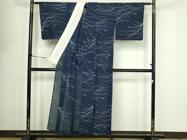 平和屋着物＊夏物　小紋　枝葉文　絽　正絹　逸品　DABF8638sf