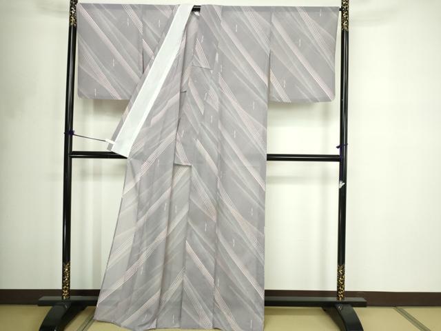 平和屋着物＊夏物　小紋　トンボ　紗　洗える着物　DABF8640sf