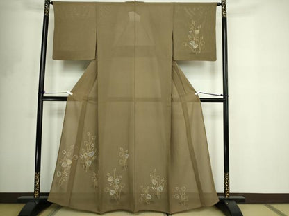 平和屋着物＊夏物　訪問着　枝葉文　絽　正絹　逸品　DABF8643sf