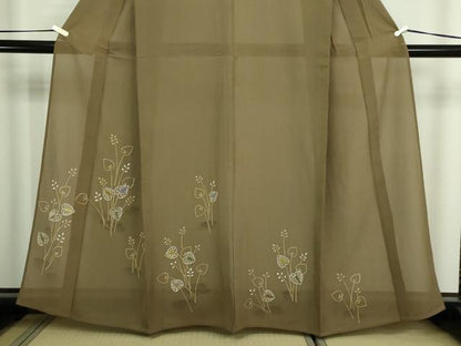 平和屋着物＊夏物　訪問着　枝葉文　絽　正絹　逸品　DABF8643sf