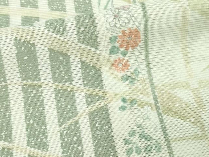 平和屋着物＊夏物　小紋　草花文　絽　洗える着物　DABF8646sf