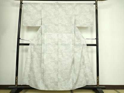 平和屋着物＊夏物　小紋　麻の葉文　紗　洗える着物　DABF8648sf