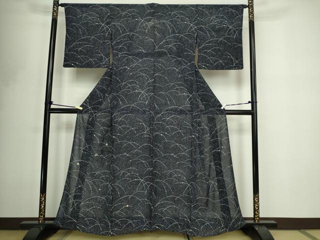 平和屋着物＊夏物　訪問着　たたき染め　駒刺繍　夏虫　芝　絽　正絹　逸品　DABF8653sf