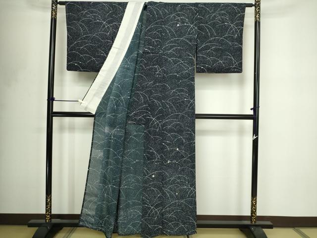 平和屋着物＊夏物　訪問着　たたき染め　駒刺繍　夏虫　芝　絽　正絹　逸品　DABF8653sf