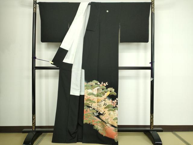 平和屋着物■豪華黒留袖　作家物　飛鶴草花文　松竹梅　暈し染め　金彩　正絹　逸品　DABF8702sf