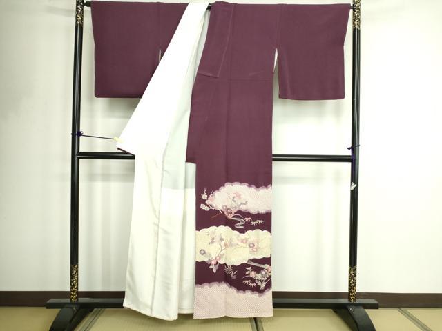 平和屋着物■豪華色留袖　駒刺繍　絞り　流水草花文　正絹　逸品　DABF8703sf