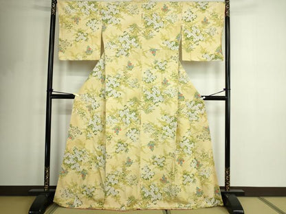 平和屋着物■上質な小紋　草花文　暈し染め　正絹　逸品　DABF8705sf