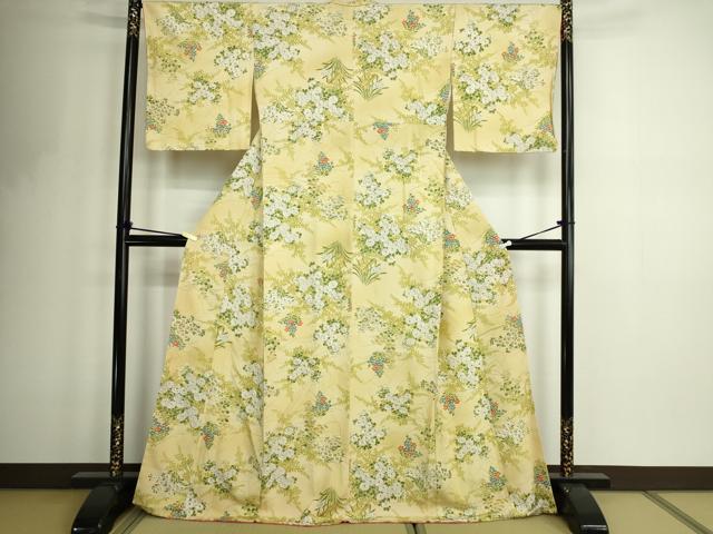 平和屋着物■上質な小紋　草花文　暈し染め　正絹　逸品　DABF8705sf