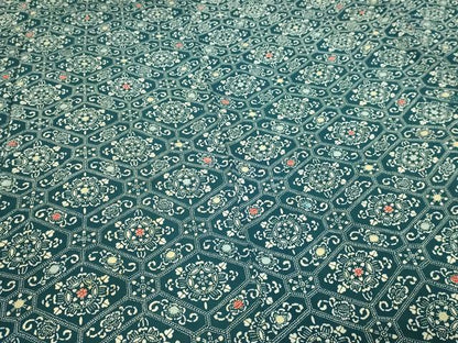 平和屋着物■上質な小紋　型染め　藍　花菱文　正絹　逸品　DABF8708sf