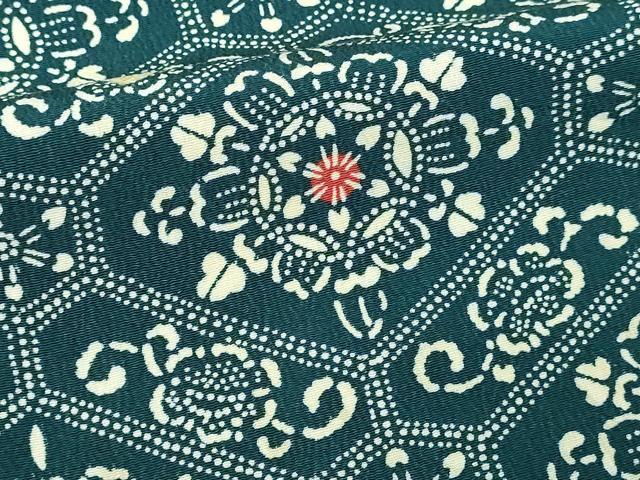 平和屋着物■上質な小紋　型染め　藍　花菱文　正絹　逸品　DABF8708sf