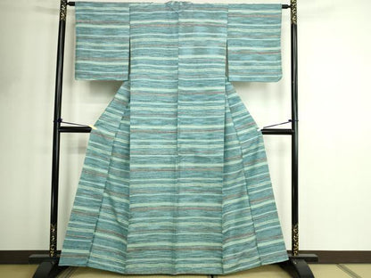 平和屋着物■上質な紬　横段文　正絹　逸品　DABF8710sf