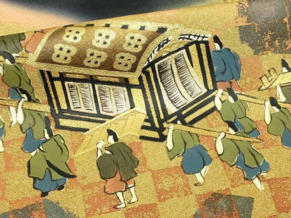 平和屋着物■豪華黒留袖　作家物　人物風景文　暈し染め　金彩　正絹　逸品　DABF8712sf