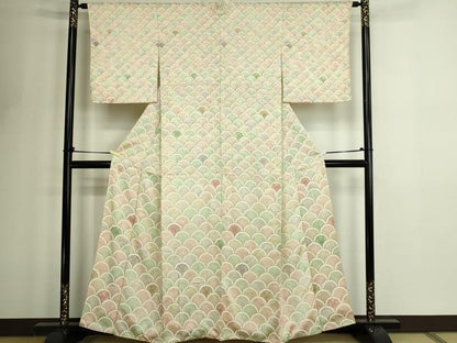 平和屋着物■上質な小紋　青海波花文　正絹　逸品　DABF8716sf