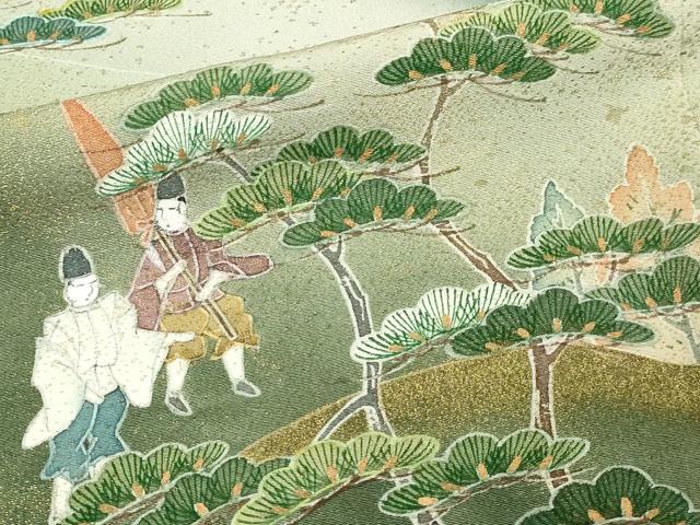 平和屋着物■豪華黒留袖　作家物　人物風景文　暈し染め　金彩　正絹　逸品　DABF8717sf