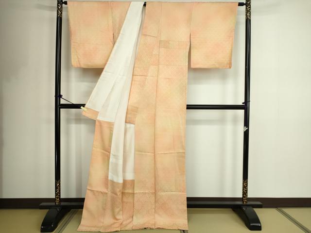 平和屋着物■上質な小紋 青海波花文 暈し染め ロング丈 正絹 逸品 DABF8718sf