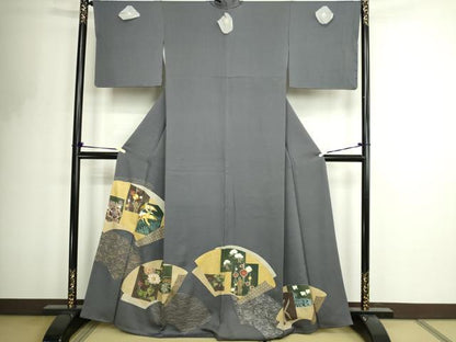 平和屋着物■豪華色留袖　駒刺繍　地紙花鳥文　金彩　正絹　逸品　DABF8730sf