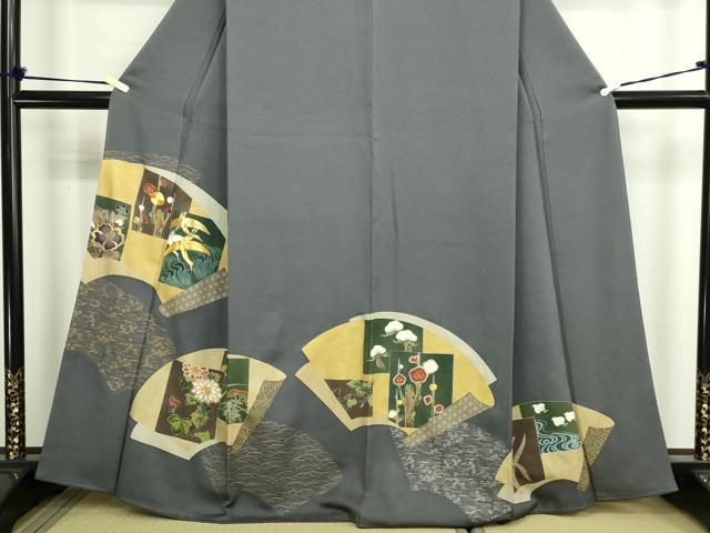 平和屋着物■豪華色留袖　駒刺繍　地紙花鳥文　金彩　正絹　逸品　DABF8730sf