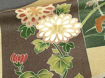 平和屋着物■豪華色留袖　駒刺繍　地紙花鳥文　金彩　正絹　逸品　DABF8730sf
