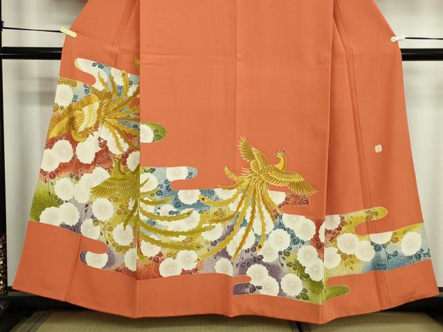 平和屋着物■豪華色留袖　作家物　駒刺繍　孔雀花文　正絹　逸品　DABF8731sf