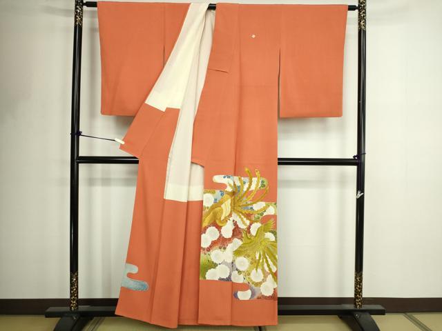平和屋着物■豪華色留袖　作家物　駒刺繍　孔雀花文　正絹　逸品　DABF8731sf
