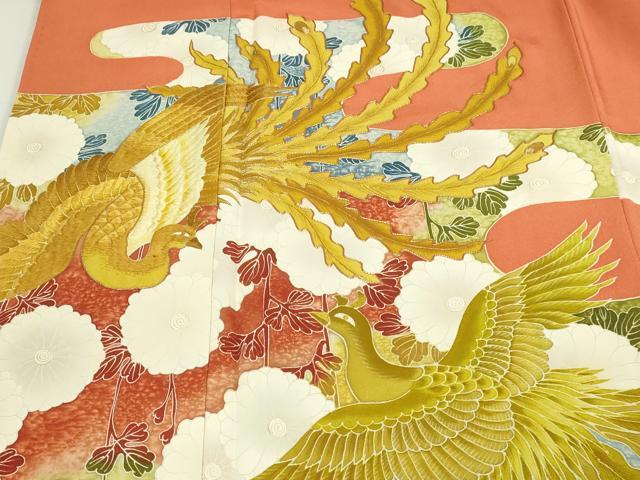 平和屋着物■豪華色留袖　作家物　駒刺繍　孔雀花文　正絹　逸品　DABF8731sf