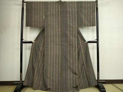 平和屋着物■上質な紬 縞 正絹 逸品 DABF8734sf