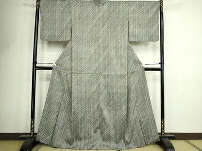 平和屋着物■上質な紬 斜縞 正絹 逸品 DABF8735sf