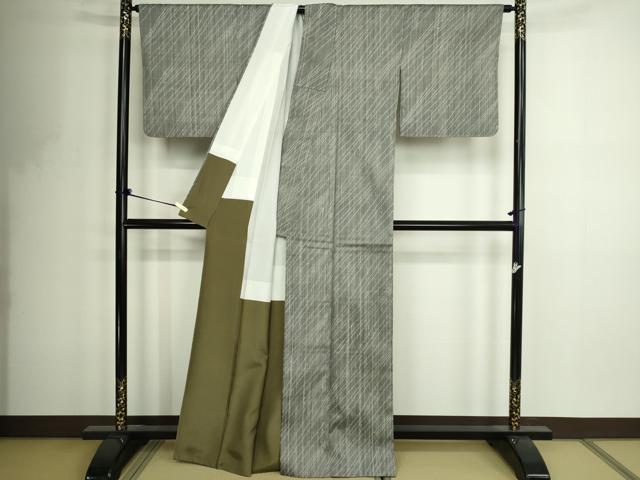 平和屋着物■上質な紬 斜縞 正絹 逸品 DABF8735sf