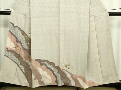 平和屋着物■訪問着 駒刺繍 絞り 草花文 金彩 正絹 逸品 DABF8738sf