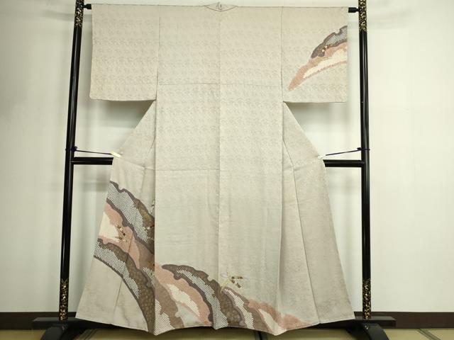 平和屋着物■訪問着 駒刺繍 絞り 草花文 金彩 正絹 逸品 DABF8738sf