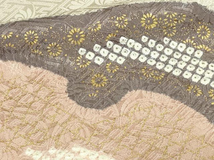 平和屋着物■訪問着 駒刺繍 絞り 草花文 金彩 正絹 逸品 DABF8738sf
