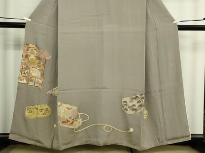 平和屋着物■豪華色留袖　作家物　駒刺繍　器物文　正絹　逸品　DABF8739sf