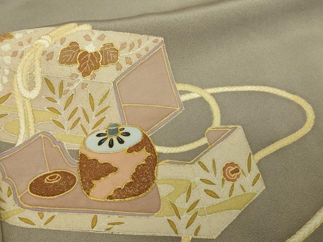 平和屋着物■豪華色留袖　作家物　駒刺繍　器物文　正絹　逸品　DABF8739sf