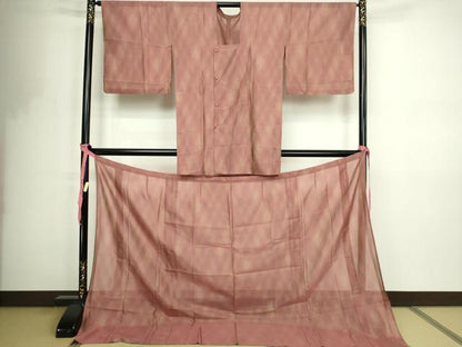 平和屋着物▽道行コート　二部式　スリーシーズン　春夏秋　塵除け　霞文　暈し染め　正絹　逸品　DABF8742sf