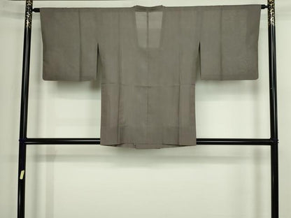 平和屋着物▽道行コート　二部式　スリーシーズン　春夏秋　塵除け　媚茶色　正絹　逸品　DABF8749sf