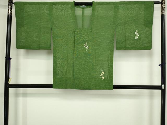 平和屋着物▽道行コート　スリーシーズン　春夏秋　塵除け　枝葉文　正絹　逸品　DABF8751sf
