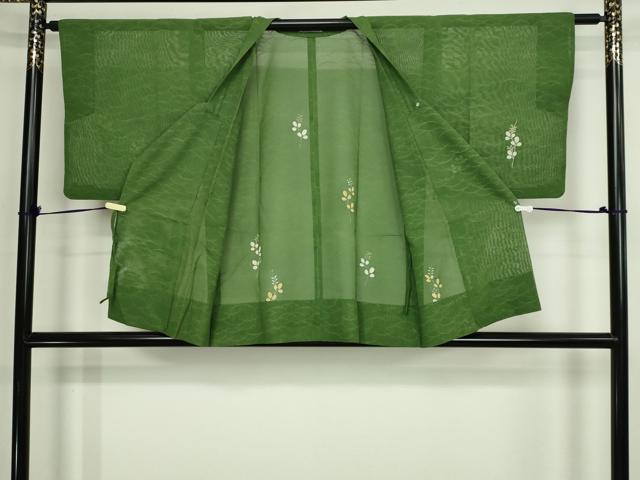 平和屋着物▽道行コート　スリーシーズン　春夏秋　塵除け　枝葉文　正絹　逸品　DABF8751sf
