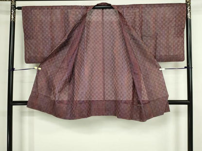 平和屋着物▽道行コート　スリーシーズン　春夏秋　塵除け　間道　正絹　逸品　DABF8753sf