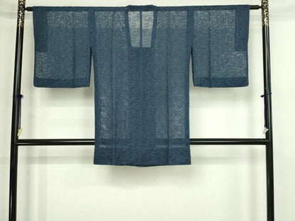 平和屋着物▽道行コート　スリーシーズン　春夏秋　塵除け　寿光織　流水紋紗　反端付き　正絹　逸品　DABF8754sf