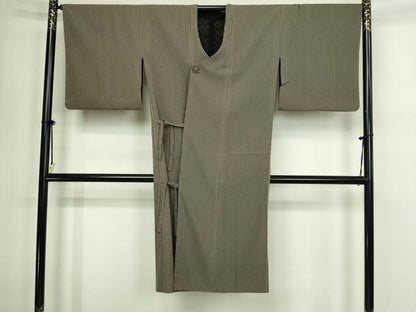 平和屋着物▽道行コート　無双　格子　紗×紗　正絹　逸品　DABF8758sf