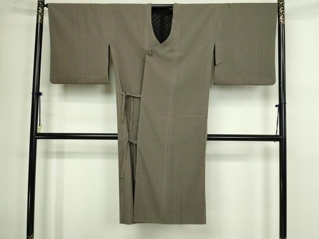 平和屋着物▽道行コート　無双　格子　紗×紗　正絹　逸品　DABF8758sf