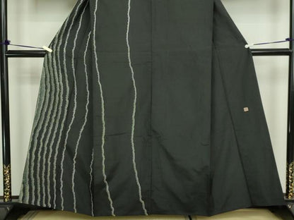 平和屋着物▽訪問着　単衣　紬地　作家物　総刺繍　暈し染め　正絹　逸品　DABF8761sf